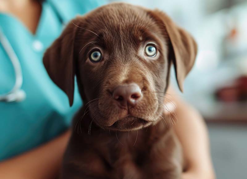 puppy getting vet care.