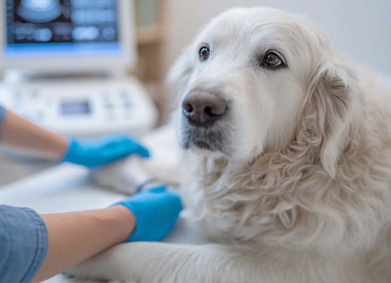 dog getting diagnostic treatment