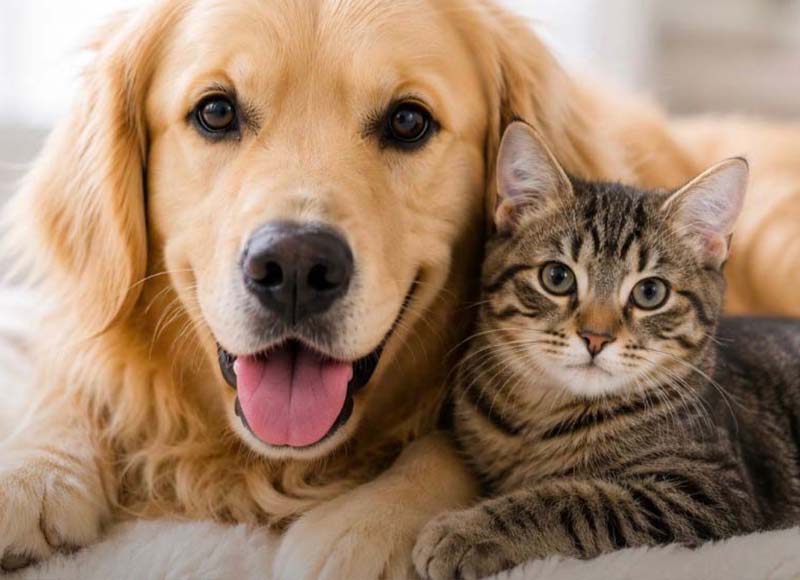 dog and cat getting wellness exam